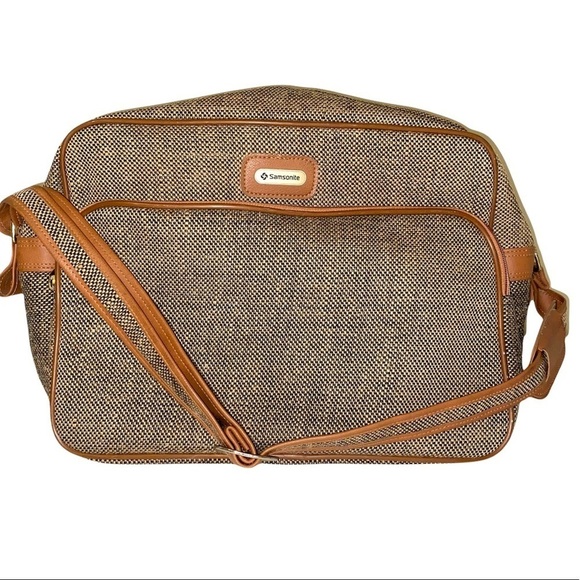 Samsonite Special Collection Tweed Tan Brown Set Shoulder Carry-On Bag - Picture 1 of 8